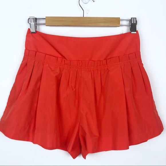 Marc Jacobs Saatchi Taffeta Pleated Ruffle Neon Orange Shorts 0 - Picture 1 of 16